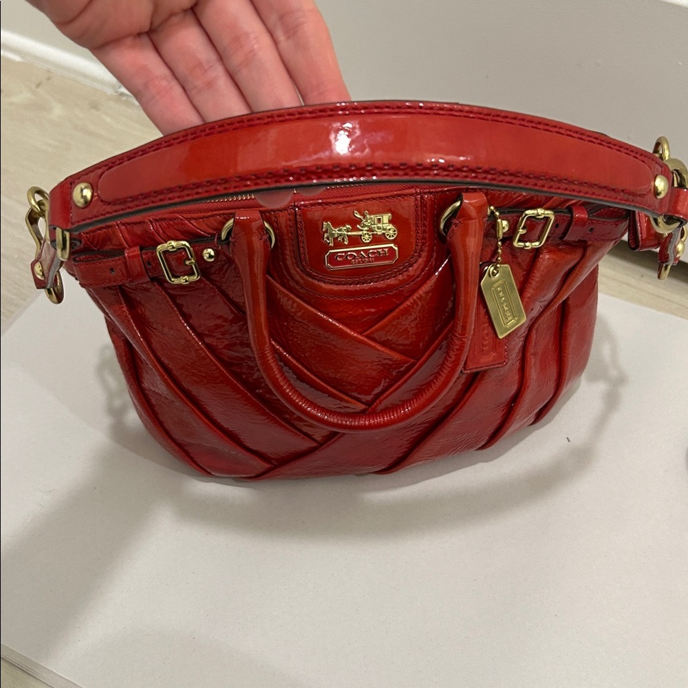 Coach Madison Diagonal Pleated Leather Sophia Satchel - Picture 11 of 16